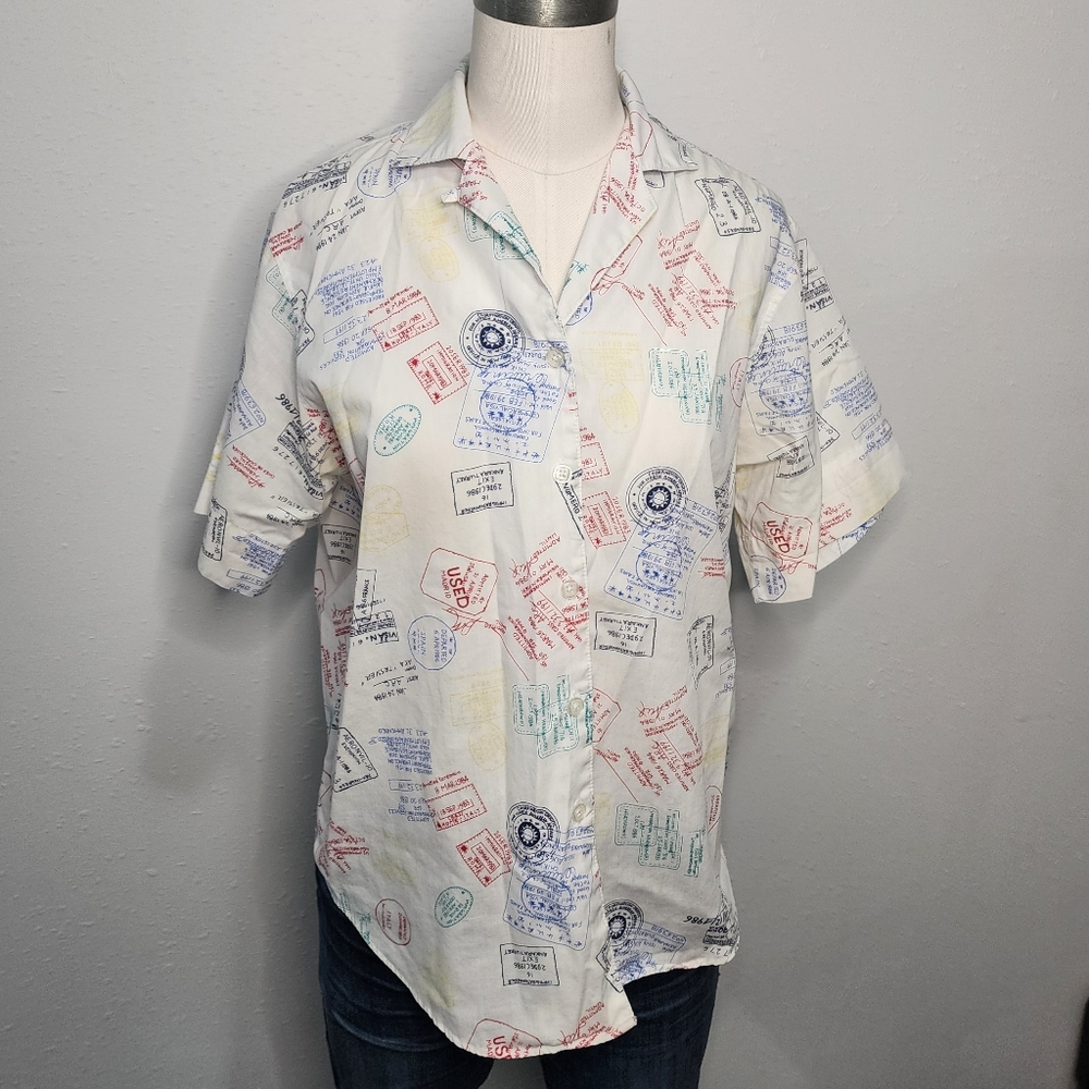 Vintage Button Up Short Sleeve Top